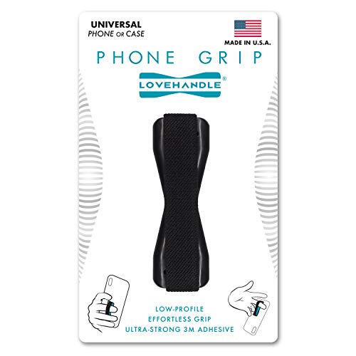 LOVEHANDLE Universal Phone Grip: Black Elastic Strap for Smartphones & Mini Tablets - Secure & Stylish