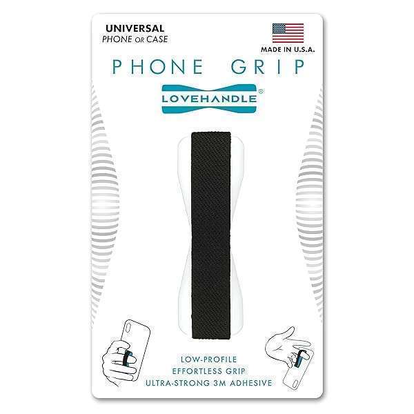 LOVEHANDLE Universal Phone Grip: Black Elastic Strap for Smartphones & Mini Tablets - LH-01 White