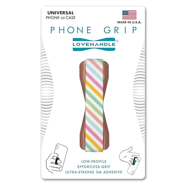 LOVEHANDLE Universal Phone Grip for Smartphones and Mini Tablets Wireless Charging Compatible Made in The USA Cotton Candy