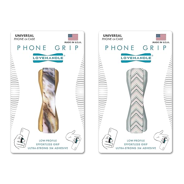 LOVEHANDLE Universal Phone Grip: Chic Chevron Holder for Smartphones & Tablets - Wireless Charging Compatible, Made in the USA