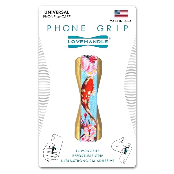 LOVEHANDLE Universal Phone Grip: Wireless Charging Compatible Holder for Smartphones & Mini Tablets - Made in the USA