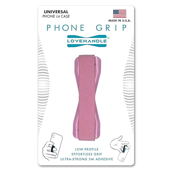 LOVEHANDLE Universal Phone Grip for Smartphones and Mini Tablets Wireless Charging Compatible Made in The USA Solid Blush
