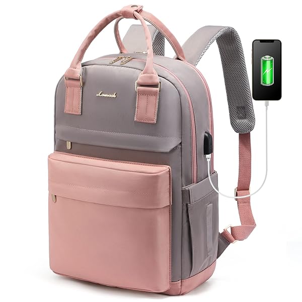 LOVEVOOK 15.6 Inch Laptop Backpack for Women Stylish Waterproof Travel Bag with USB Port Ideal for College School Work