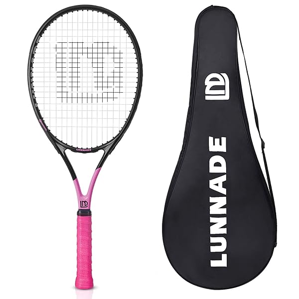 "Buy LUNNADE 27" Adult Tennis Racket - Lightweight Carbon Fiber, Shockproof, Pre-Strung for Beginners & Intermediate Players"