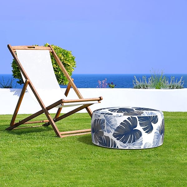 LVTXIII Inflatable Ottoman All Weather Round Footrest Stool 21 Inch Portable for Patio Garden Camping or Home Big Leaves - Image 6