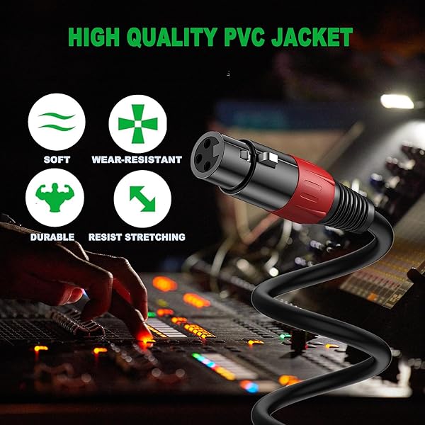 LanSenSu XLR 3 Pin to 5 Pin Female Audio Cable, for Microphone DMX Stage Light Turnaround (2Pack) - Image 5