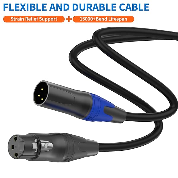 LanSenSu XLR Splitter Cable, 1 Female to 2 Male Patch Y Cable Balanced Microphone Splitter Cord Audio Adaptor 6.6ft (1Pack) - Image 6