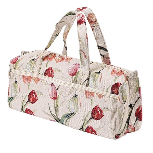 Large Rose Red Fabric Knitting Needles Bag - Yarn Storage Tote & Organizer for Knitting Tools & Accessories