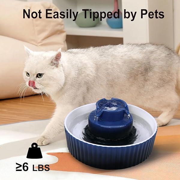 Lawfery Ceramic Cat Water Fountain 2.1L with 3 Carbon Filters and 2 Water Pumps Dark Blue Pet Fountain for Cats and Dogs - Image 9