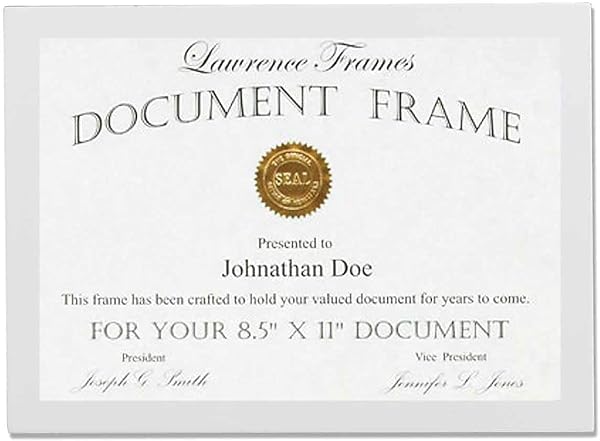 Lawrence Frames 8.5x11 White Wood Certificate Frame - Stylish Gallery Collection Decor