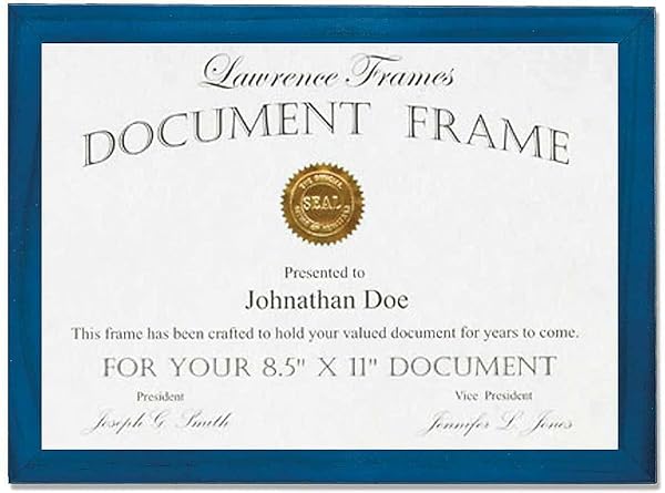 Lawrence Frames Blue Wood Certificate Frame - 8.5x11 Gallery Collection for Awards & Photos