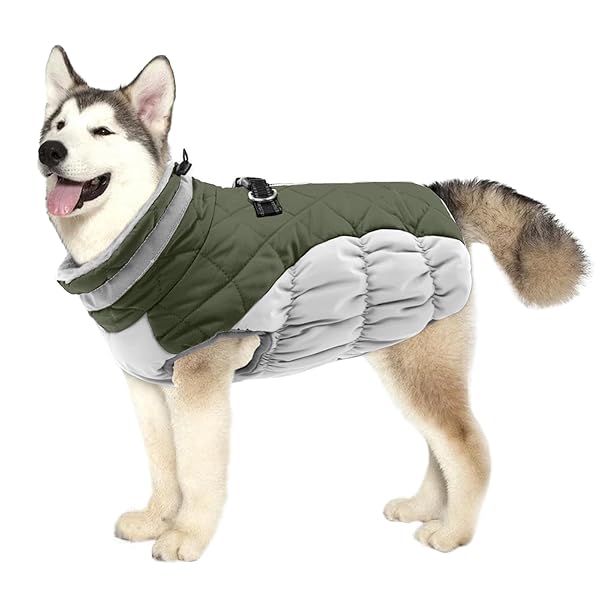 Lelepet Warm Winter Coat Fleece Dog Jacket with Harness Windproof Waterproof Reflective Turtleneck XXL for Small to Large Dogs