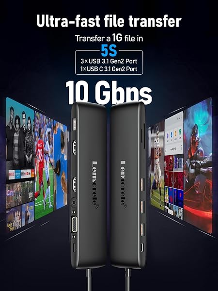 Lemorele USB C Dual Monitor Docking Station 12 in 1 Multiport Hub for Dell HP Lenovo Surface Laptop with 4K HDMI VGA USB and Audio - Image 6