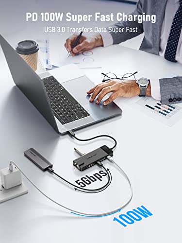 Lemorele 10-in-1 USB C Hub Multiport Adapter for MacBook Pro Air with 4K HDMI Gigabit Ethernet and 100W PD Compatibility - Image 4