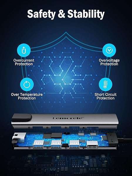 Buy Lemorele 9-in-1 USB C Hub Adapter: 4K HDMI, Gigabit Ethernet, 100W PD for MacBook, Lenovo, HP & Dell - Fast Data Transfer - Image 8