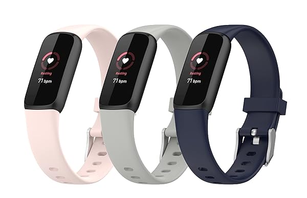 Lemspum Silicone Bands for Fitbit Luxe Replacement Sports Wristbands Small Large 3PCS Fitness Tracker Accessories
