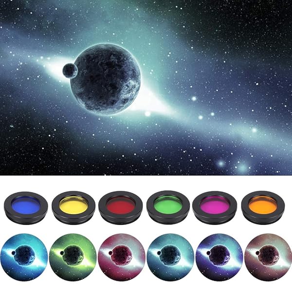 Senyar Lens Filter Set 6 Colors 1.25 Inch Colorful Telescope Eyepiece Screw Thread Filter Kit for Astronomy - Image 7