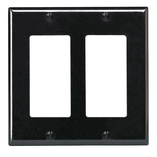 Leviton 004-80409-00E Black Decora Wallplate - 2 Gang Design for Modern Interiors