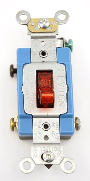 Leviton Leviton 1201-PLR 15 Amp Toggle Pilot Light Switch - Industrial Grade, Self-Grounding, Red, 120V, Quiet Operation
