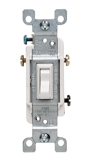 Leviton 1453-2WM 15 Amp 3-Way Toggle Switch 6-Pack - Quiet, Grounding, Quickwire for Home Use