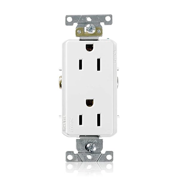Leviton Leviton 16252-W Decora Plus 15 Amp Duplex Receptacle - Commercial Grade, Self-Grounding, White