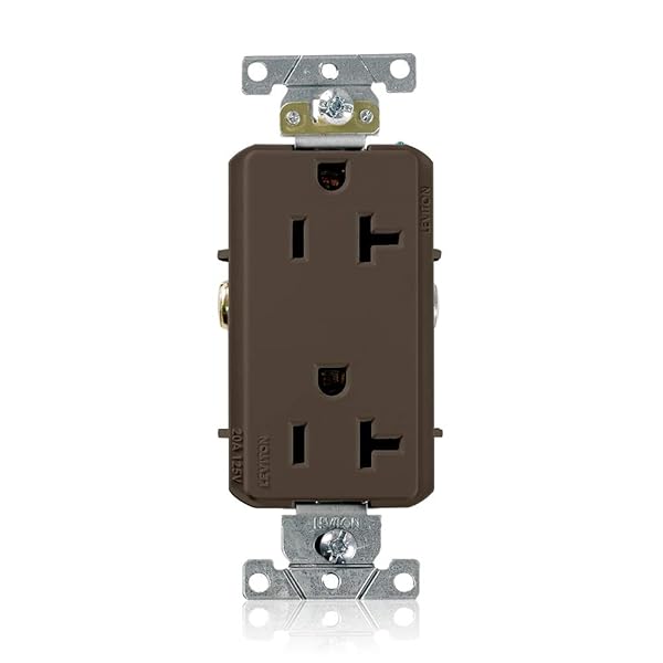 Leviton 16352 20-Amp Decora Plus Duplex Receptacle - Commercial Grade, Self-Grounding, Brown