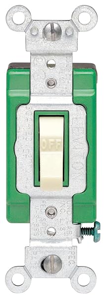 Leviton Leviton 3032-2I 30 Amp Toggle Switch: Heavy Duty, Self-Grounding, Ivory, 120/277V AC - Ideal for Home & Commercial Use
