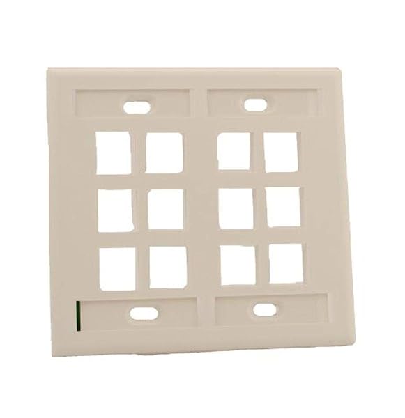 Leviton 42080-12W Quickport Wallplate: Dual Gang 12-Port with ID Window - White