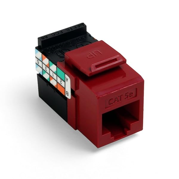 Leviton 5G108-AR5 Cat 5e QuickPort Adaptor Jack, Red - 10-Pack for Fast Networking