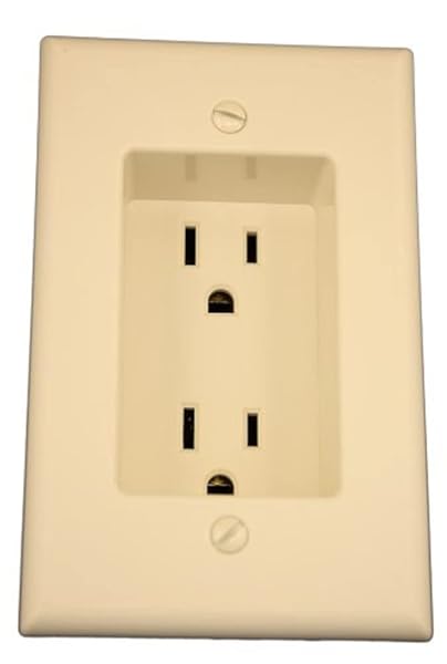 Leviton 689-T 15 Amp Recessed Duplex Receptacle - Light Almond, Residential Grade, Easy Screw Mounting