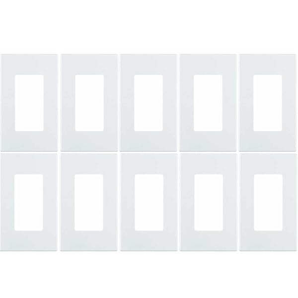 Leviton 80301-SW Screwless Wallplate 10 Pack - White Decora Plus for Easy Installation