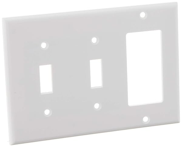 Leviton 80421-W 2-Toggle & 1-Decora/GFCI Wallplate - Durable & Stylish Combination