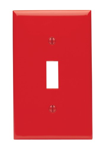 Leviton 80701-R Red 1-Gang Toggle Switch Wallplate - Durable Thermoplastic Nylon, Standard Size