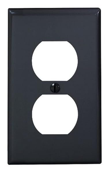 Leviton 80703-E Black 1-Gang Duplex Wallplate - Durable Thermoplastic Nylon Device Mount