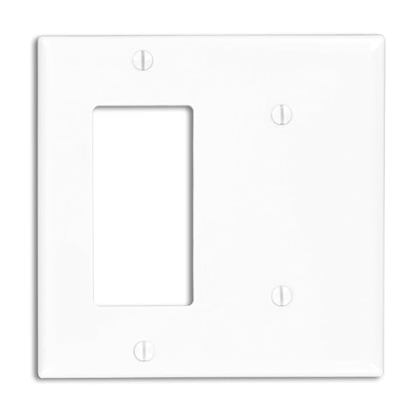 Leviton Leviton 80708-W 2-Gang Wallplate: White Decora/GFCI Device Combo for Standard Size