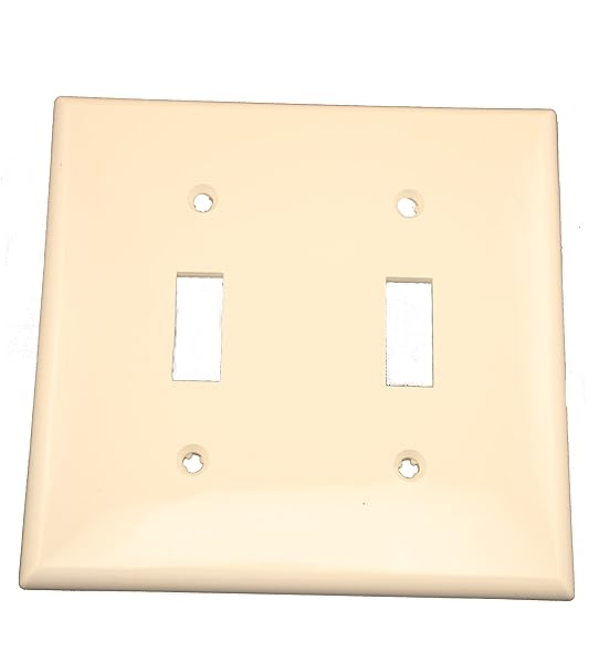 Leviton 80709-T 2-Gang Toggle Switch Wallplate - Light Almond Thermoplastic Nylon, Standard Size