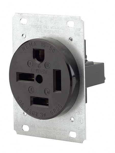 Leviton 8450 50 Amp 250 Volt Flush Mount Receptacle - Industrial Grade Grounding Solution