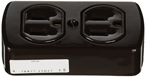 Leviton 91 15 Amp Grounding Double Surface-Mount Outlet for Round & Flat Plugs - Brown