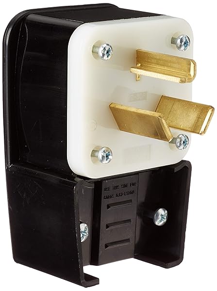 Leviton 9332-P 30 Amp Plug: Industrial Grade 125/250 Volt Non-Grounding Straight Blade in Black