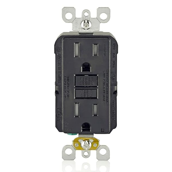 Leviton AFCI Outlet 15 Amp - Self-Test, Tamper-Resistant, LED Indicator, Fire Protection - AFTR1-E Black