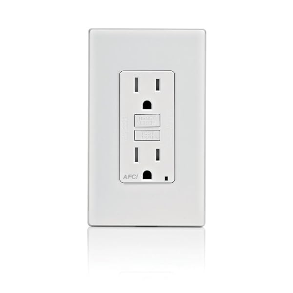 Leviton AFCI Outlet 15 Amp - Self-Test, Tamper-Resistant, LED Indicator, Fire Protection - AFTR1-W, White