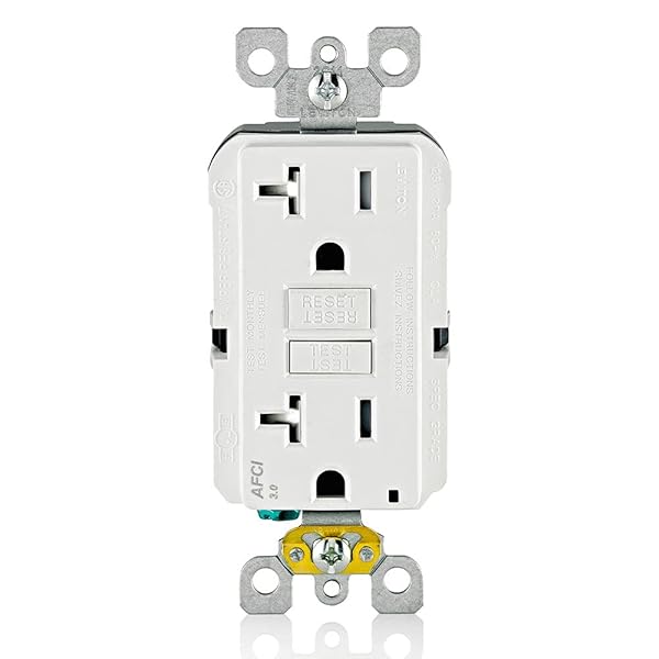 Leviton AFCI Outlet 20 Amp - Self-Test, Tamper-Resistant with LED Indicator for Fire Protection (AFTR2-W, White)