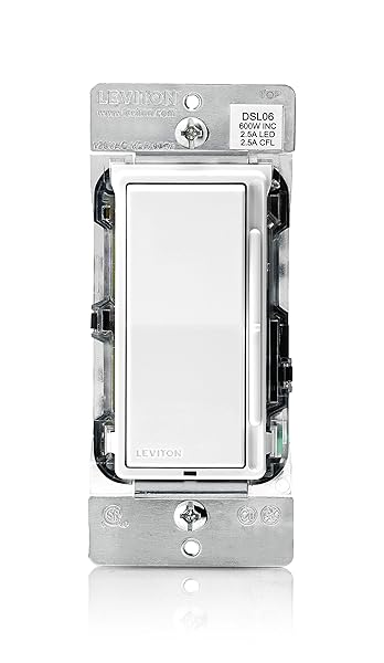 Leviton Decora Slide Dimmer Switch for LED, Halogen & Incandescent Bulbs - DSL06-1LZ in White with Faceplates - Image 2