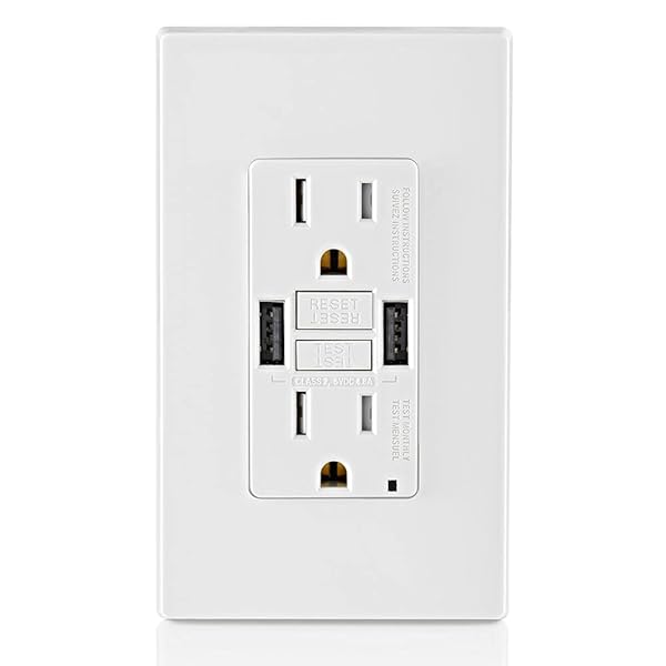 Leviton GUSB1-W SmartlockPro GFCI Outlet: 15A USB Charger for Smartphones & Tablets - White - Image 4
