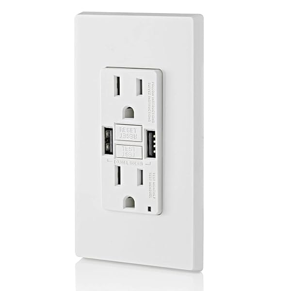 Leviton GUSB1-W SmartlockPro GFCI Outlet: 15A USB Charger for Smartphones & Tablets - White - Image 6