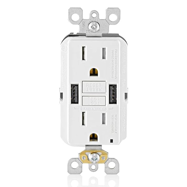 Leviton GUSB1-W SmartlockPro GFCI Outlet: 15A USB Charger for Smartphones & Tablets - White - Image 3