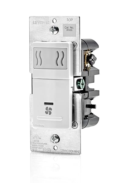 Leviton IPHS5-1LW Decora In-Wall Humidity Sensor & Fan Control - 3A, Single Pole, White - Image 2