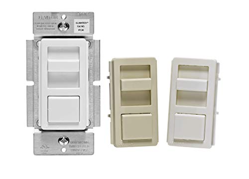 Leviton Leviton IllumaTech Dimmer Switch IPL06-10Z for LED, Halogen & Incandescent Bulbs - White with Ivory & Light Almond Faceplates