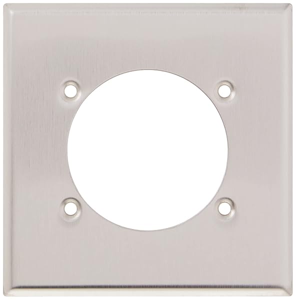 Leviton S701-40 2-Gang Power Receptacle Wallplate - Flush Mount, Standard Size, 302 Stainless Steel