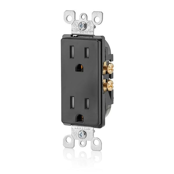 Leviton T5325 15 Amp Decora Tamper-Resistant Black Duplex Outlet - Safe & Stylish Electrical Solution